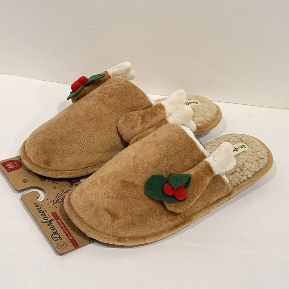 Dearfoams Men's Size M 9-10 Turkey Scuff Slippers Holiday Thanksgiving Winter